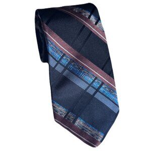 Robert Graham 62 x 3.5 Black with Brown Stripes Silk Neck Tie